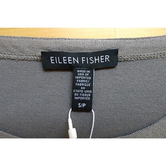 EILEEN FISHER Washable Crepe Elbow Sleeve Side Zip Shift Dress Smoke S NWT $238 - Picture 3 of 10